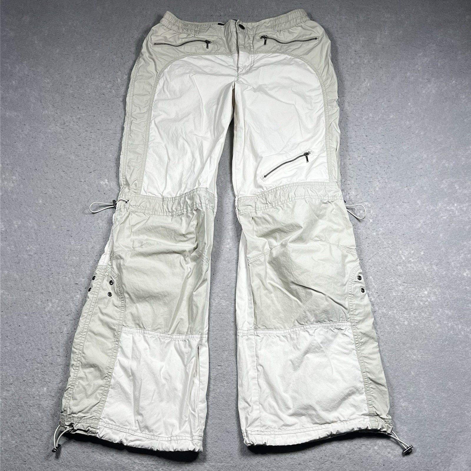 Silence + Noise Pants M White Gray Colorblock Cotton High-Waisted Harem Y2k